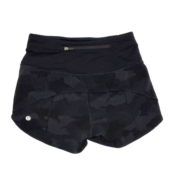 Lululemon Speed Up Shorts Women’s Size 2 High Rise Lined Black Camo Print 26 in - Picture 1 of 4